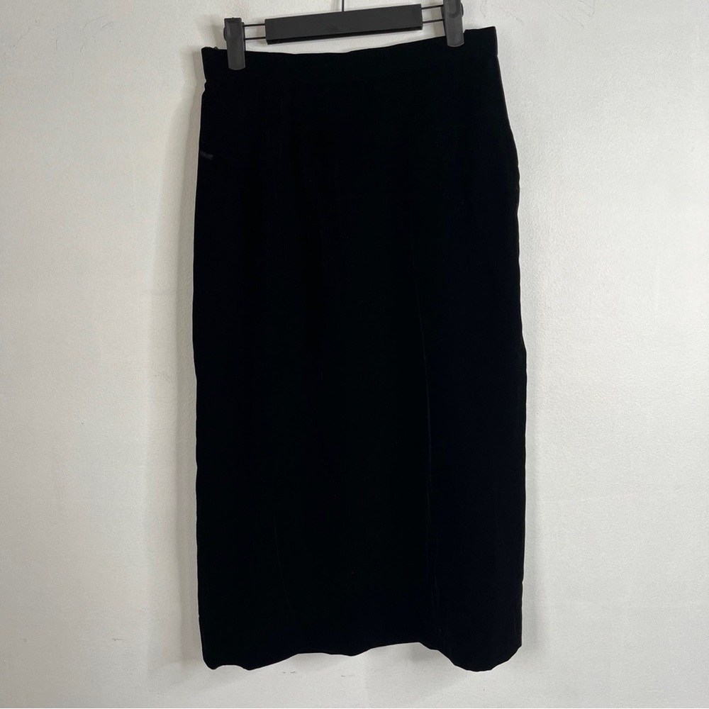Oscar de la Renta Vintage Union Made Black Velvet Midi Pencil Skirt Size 12